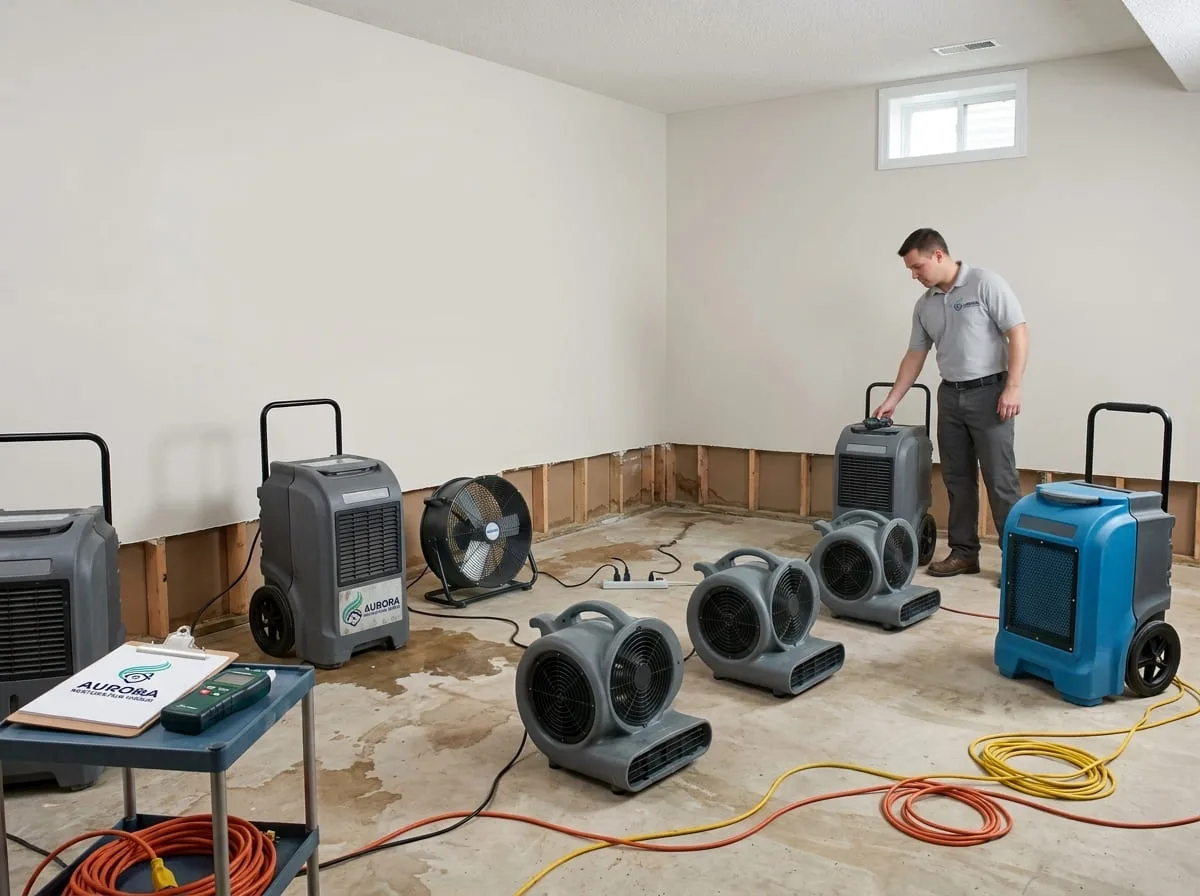 Drying equipment used after a burst pipe cleanup