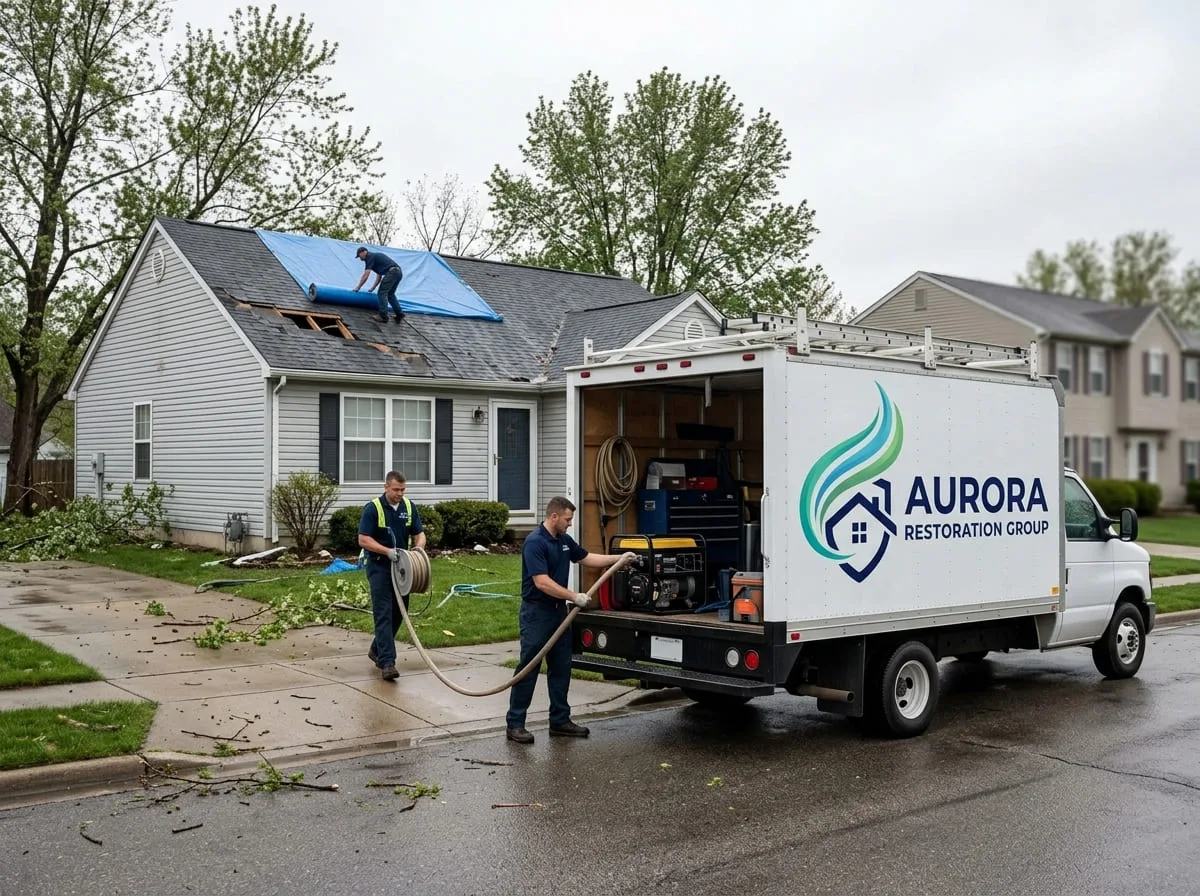 Restoration crew responding to storm damage in Denver